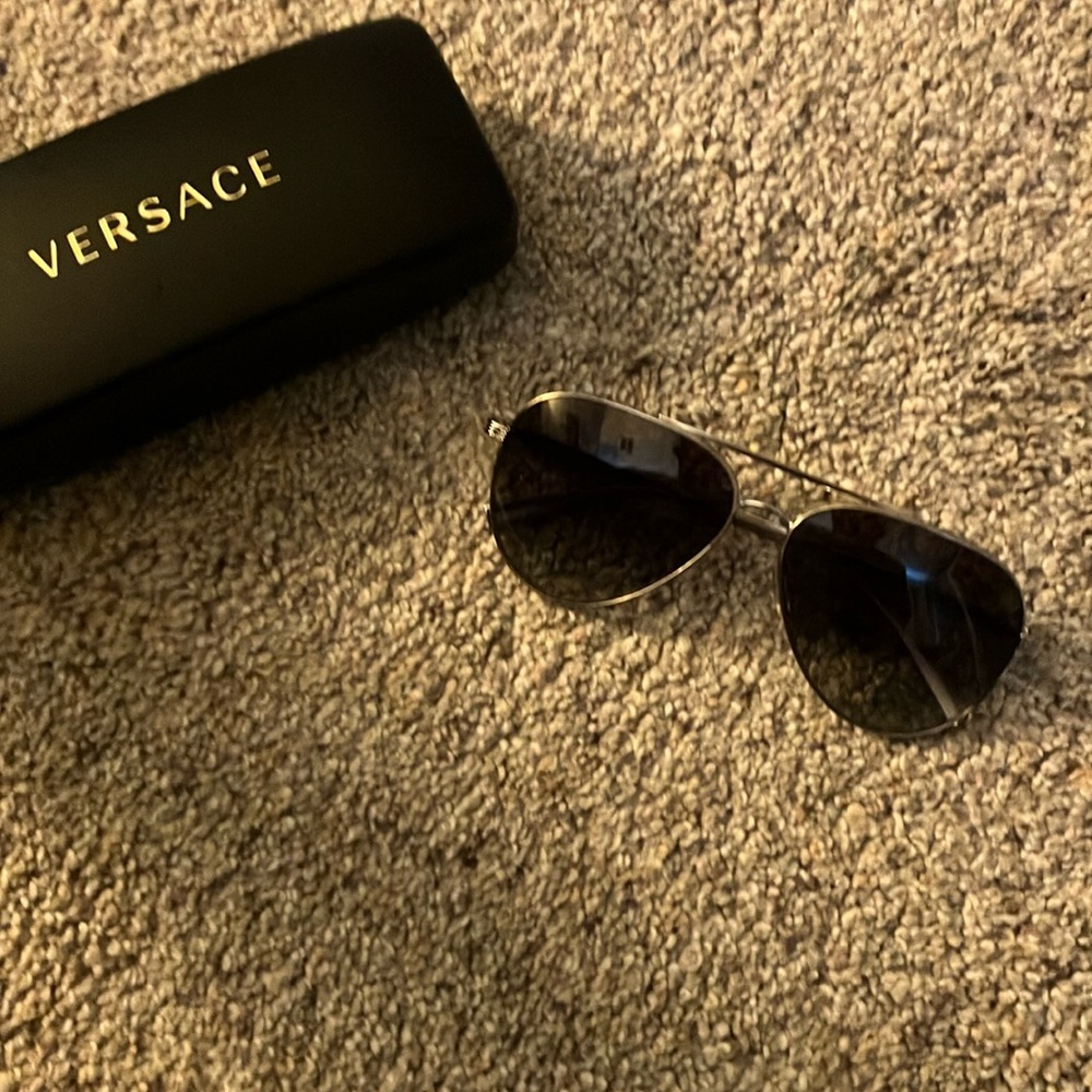 Mens Versace Aviator Sunglasses in Silver